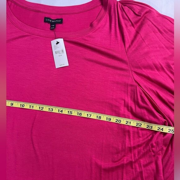 Lane Bryant Ruffle Top 22/24 Size 1X Hot Pink Short Sleeve stretch T shirt NWT - Picture 4 of 4